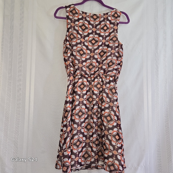 BANANA REPUBLIC SLEEVELESS LIGHTWEIGHT GEOMETRIC ORANGE PURPLE TANK DRESS SZ 4 - Picture 5 of 12